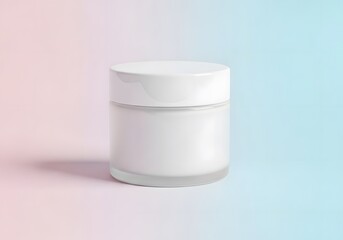 White Jar of Cream with a Pink and Blue Gradient Background