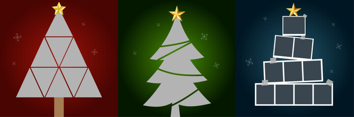 christmas photo collage. collection of Christmas tree design made from photo frames. photo mockups. vector illustration