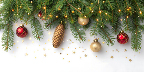 Close-Up of Christmas Tree Decorations — Festive Holiday Background