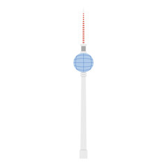 Iconic Berlin TV Tower isolated on white background, perfect for travel and Germany themed vector illustration
