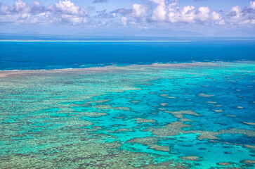 Aerial Coral Reefs Near Cairns Great Barrier Reef