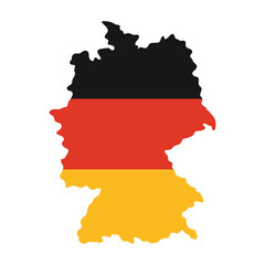 Fototapeta premium Isolated map of Germany filled with black red yellow flag colors for patriotic and educational use vector illustration
