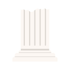 Minimalist broken Greek column base on white background, perfect for history or education themes, isolated vector illustration