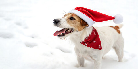 Dog Near Christmas Tree at Home