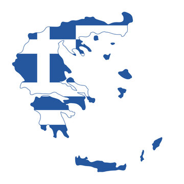 Isolated map of Greece filled with blue and white national flag design vector illustration