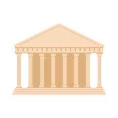Fototapeta premium Flat isolated drawing of a classical Greek temple with columns and pediment vector illustration