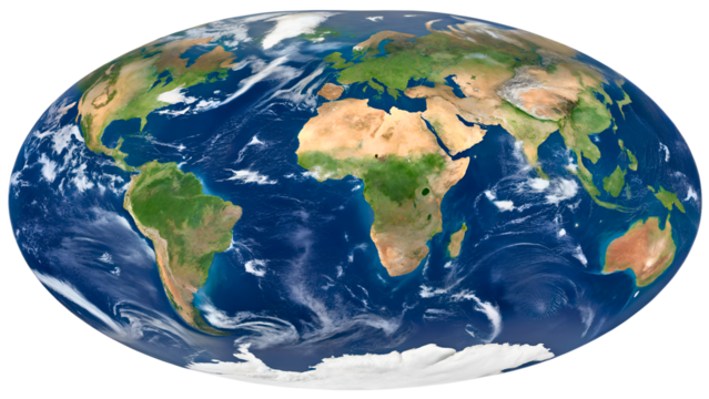 High resolution satellite image of Earth. Panoramic planet map with texture surface. World map, Earth flat view on white background or Detailed global world physical map illustration.
