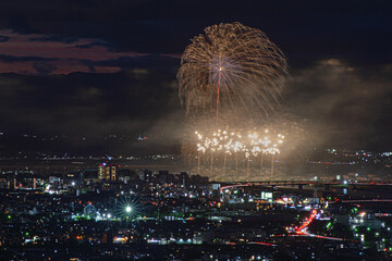 高良大社の展望台から望む筑後川花火大会