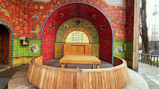 Panorama of Symbolic Synagogue interior, Babyn Yar, Kyiv, Ukraine