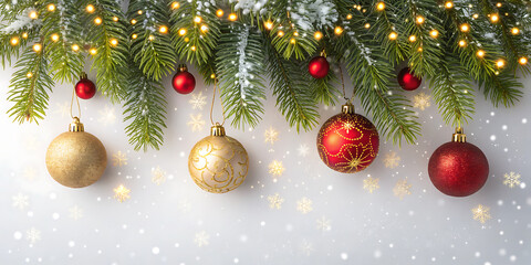 Giant Christmas Tree with Golden Lights Creating a Festive City Holiday Atmosphere