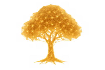 Digital network tree representing global connection, technology, data, future innovation, and sustainable growth