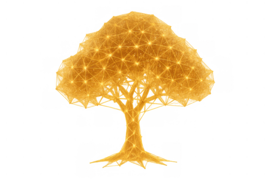 Digital network tree representing global connection, technology, data, future innovation, and sustainable growth