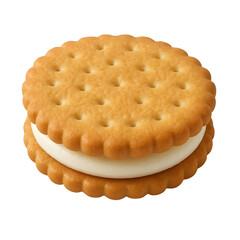 Cookie sandwich with cream filling on transparent background.