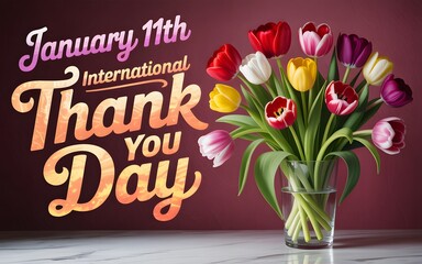 International thank you day january 11th with a beautiful bouquet of tulips