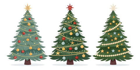 Watercolor Christmas Tree with Decorative Ornaments — Hand-Painted Holiday Illustration