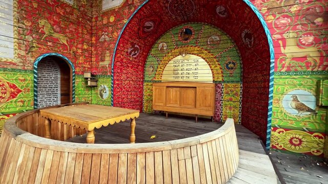 Panorama of wooden Symbolic Synagogue in Babyn Yar, Kyiv, Ukraine