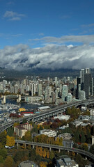Fototapeta premium Vancouver Cityscape with Granville Bridge, Burrard Bridge, Lions Gate Bridge and View Toward West Vancouver, Canada