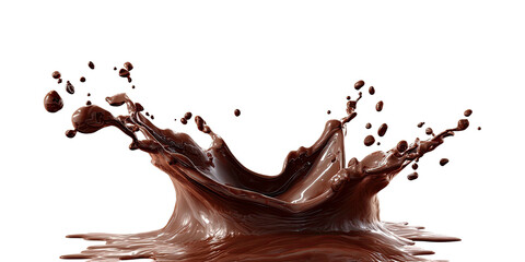 Rich chocolate liquid splashing upwards, forming a crown shape