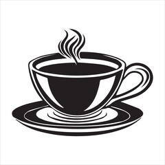 Obraz premium Coffee cup silhouette with steam vector illustration, a cup of hot cafe coffee or caffeine drink flat vector icon for food apps and websites