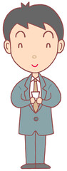 ビジネスマンのイラスト - 会社員・サラリーマン・名刺交換