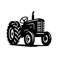 Vintage tractor silhouette illustration agricultural machinery farm equipment classic vehicle