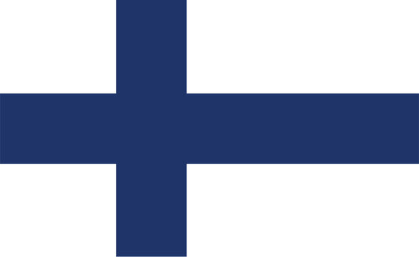 Simple isolated Finland flag with blue Nordic cross on white background vector illustration