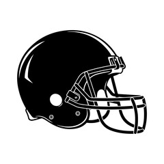 Fototapeta premium American football helmet black silhouette isolated on white background sport equipment