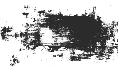 Black brushstroke on white background with watercolor splashes. Hand drawn grunge brush stroke with paint splatter texture