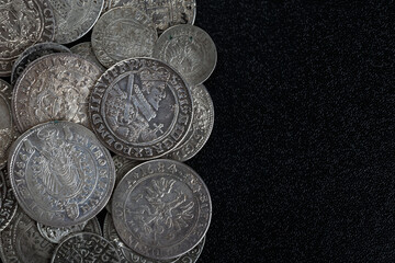 Ancient coins of the Polish King Sigismund III Vasa.A hoard of medieval European gold and silver coins.Numismatics.Collection of old coins.Antikvariat. © bukhta79