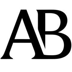 A refined minimalist AB emblem designed with symmetry and sophistication