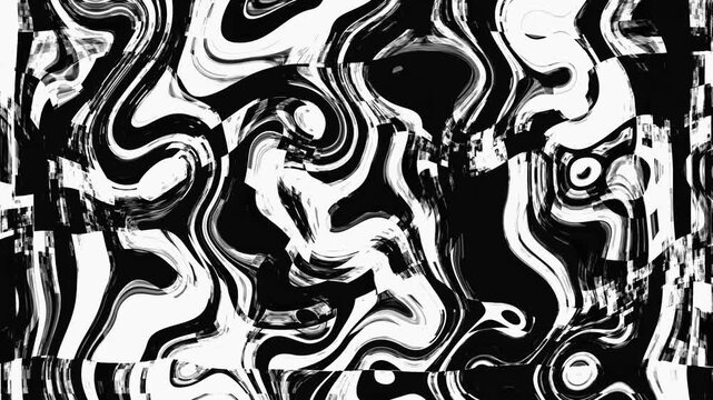 black white distorted liquid marble motion pattern