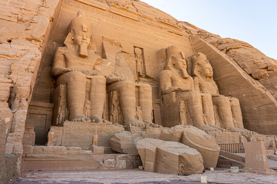 Entrance statues of Ramses II at Abu Simbel Temple, Egypt