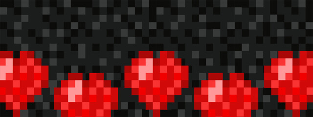 Valentine's Day. Vector Pixel red Heart Empty frame template design. Perfect Valentine's Day retro web discord banner Empty Frame layout. EPS 10