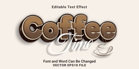 3d editable coffee time lowercase text effect