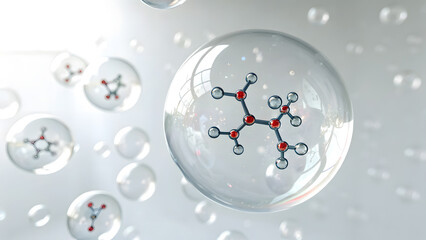 Transparent molecular structure in floating bubbles with reflective surface