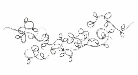 Decorative string lights in minimal design on white background  