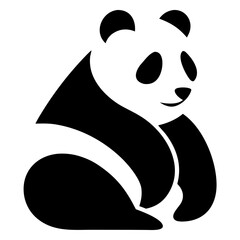 cute panda sitting silhouette vector icon