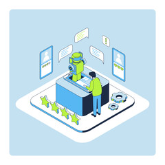 Cartoon Color Minimum Viable Product MVP Start Up AI Concept 3d Isometric View Line Elements. Vector illustration of Sartup Artificial Intelligence