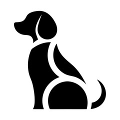 Simple black dog silhouette sitting dog minimal design logo icon