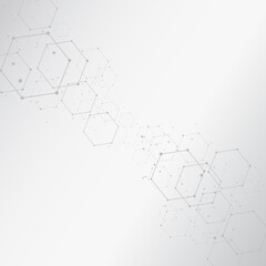 Hexagon dotted connect line gradient background vector