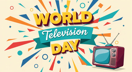 World Television Day Illustration with isolated television