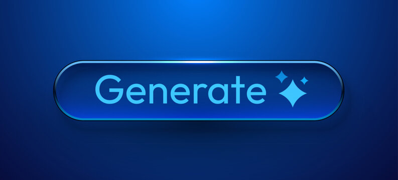 Blue glossy Generate button for AI and technology.
