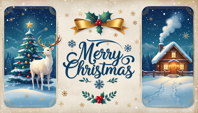 Joyeux No&euml;l, carte de c&eacute;l&eacute;bration ou invitation des f&ecirc;tes de fin d'ann&eacute;e