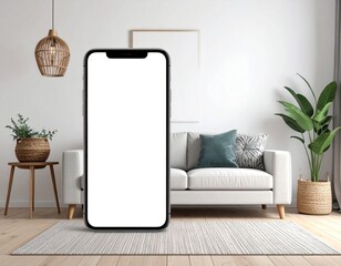 Phone Mockup in Modern Living Room.