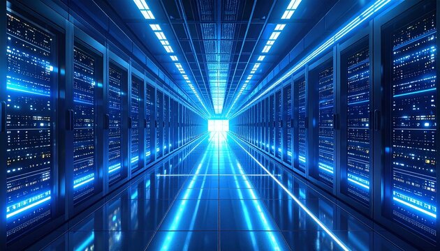 Server Room Data Center Interior. - Powered by Adobe