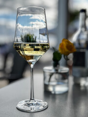 glass of wine on table