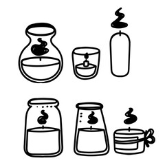 hand drawn doodle aromatherapy candle set collection