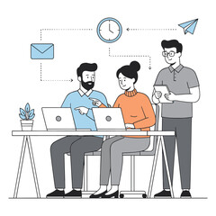 Office Workflow Vector Illustration