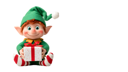 clown with gift box on white background 