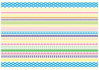 かわいいボーダーのあしらいバリエーション　装飾　飾りレースモチーフ素材　背景